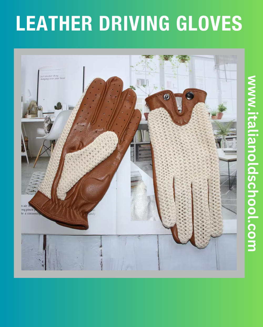 Beige Leather and Wool Driving Gloves with Enhanced Grip and Style. Bavarian old school. Elegant Leather Driving Gloves for Classic Car Owners in Multiple Colors.