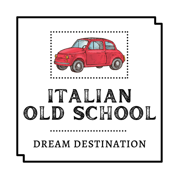 Logo of Italian Old School featuring a classic Fiat 500, symbolizing vintage Italian automotive heritage.